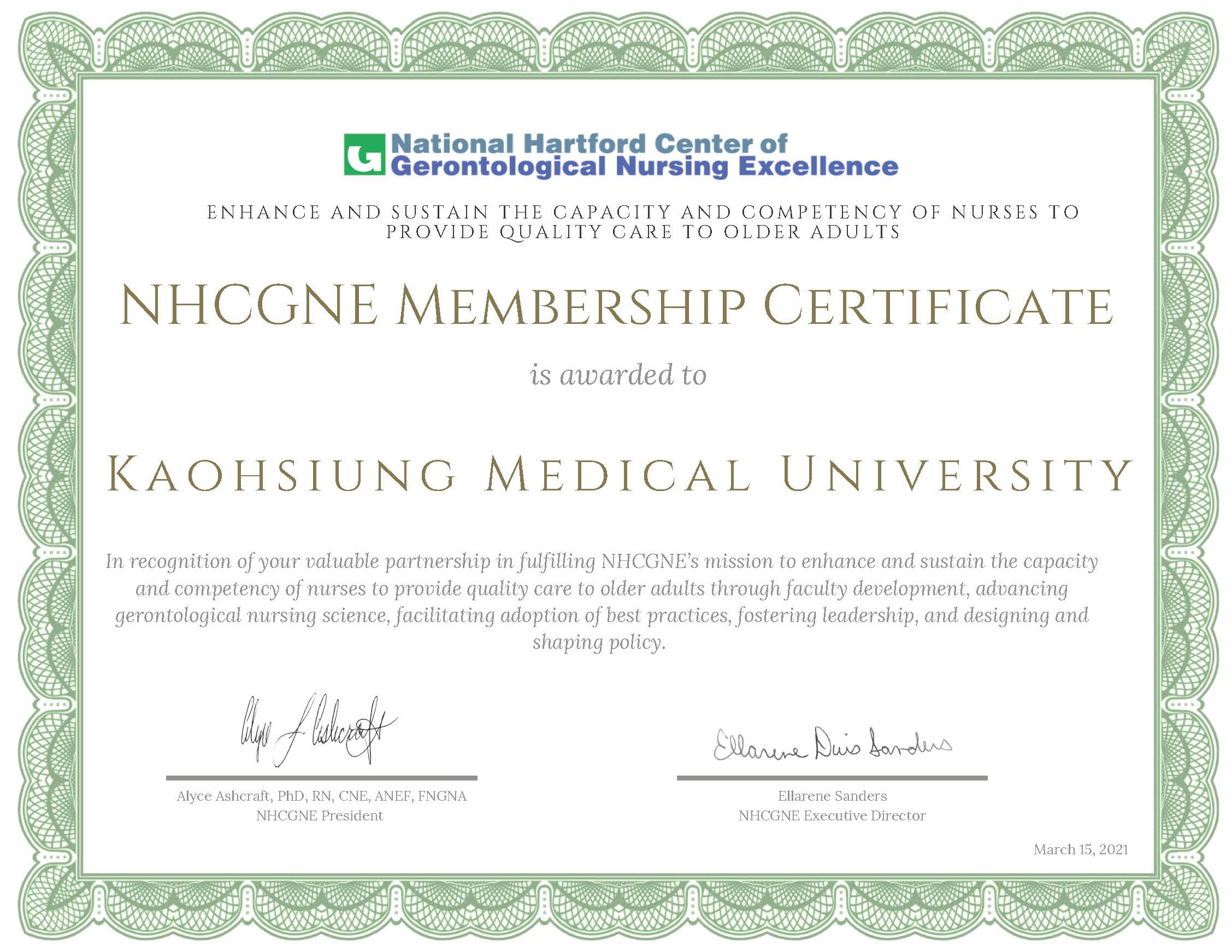 Member Certificate Kaohsiung Medical University